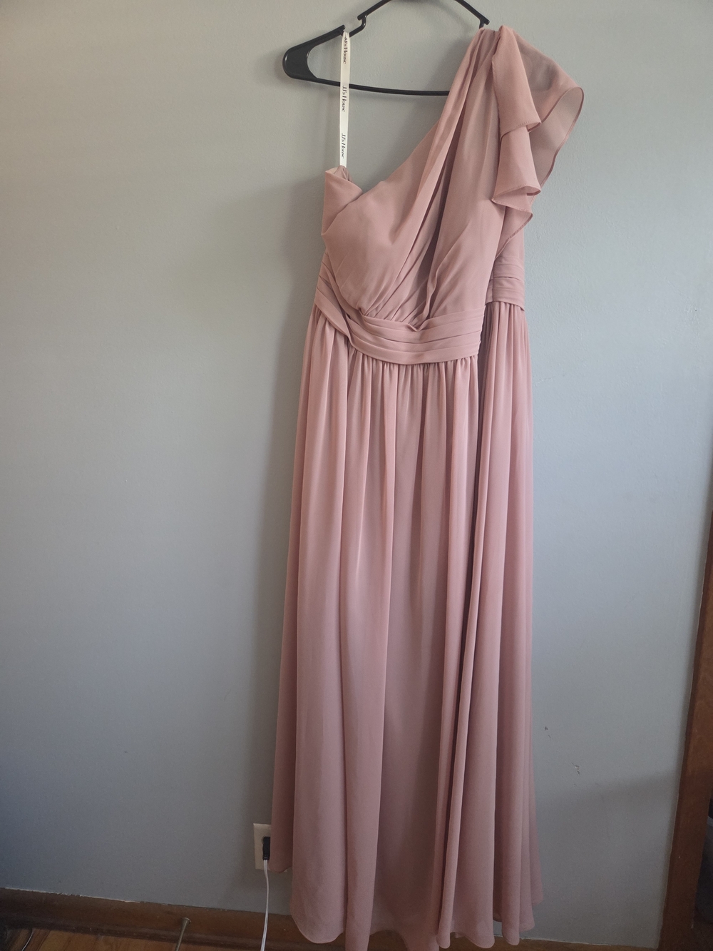 One-Shoulder Blush Pink Chiffon Maxi Dress Size 18 JJs House